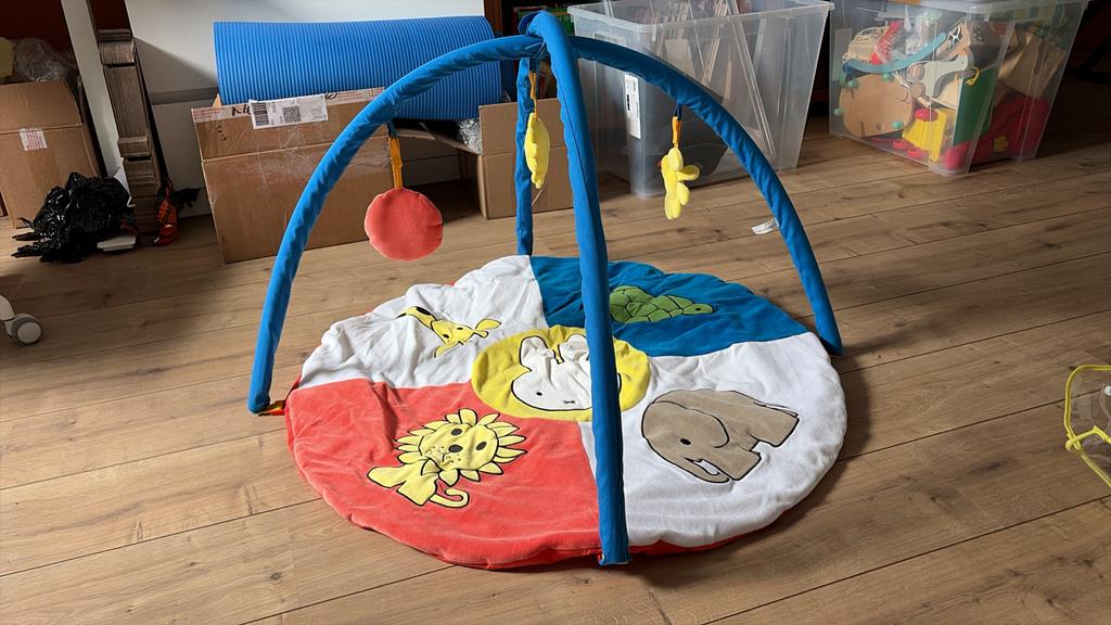 Vrolijk Speelkleed met Babygym en Dierenfiguren, Ophalen, Zo goed als nieuw