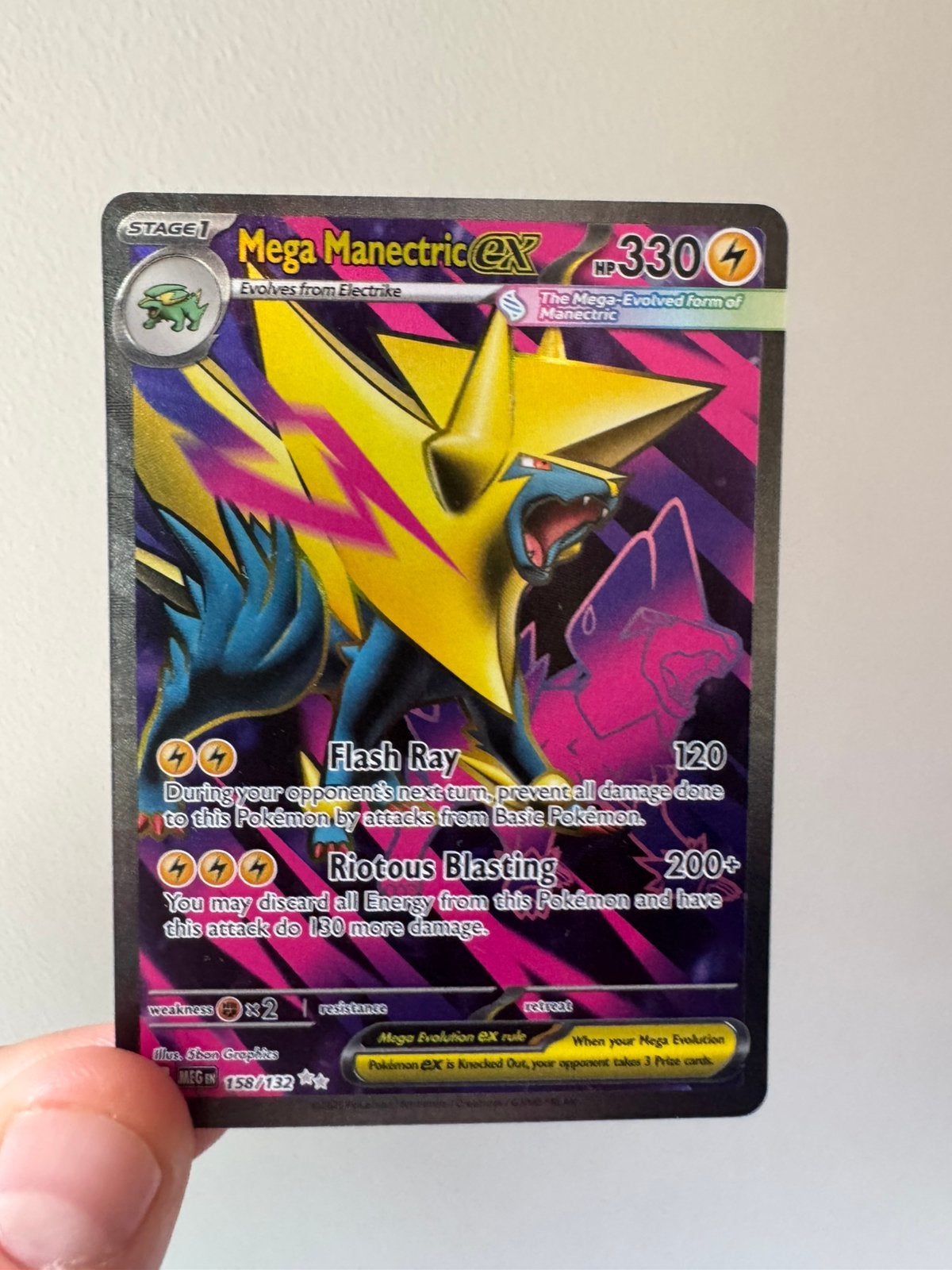 Mega manectric ex 158  10% onder Cardmarket!, Ophalen of Verzenden, Zo goed als nieuw, Losse kaart