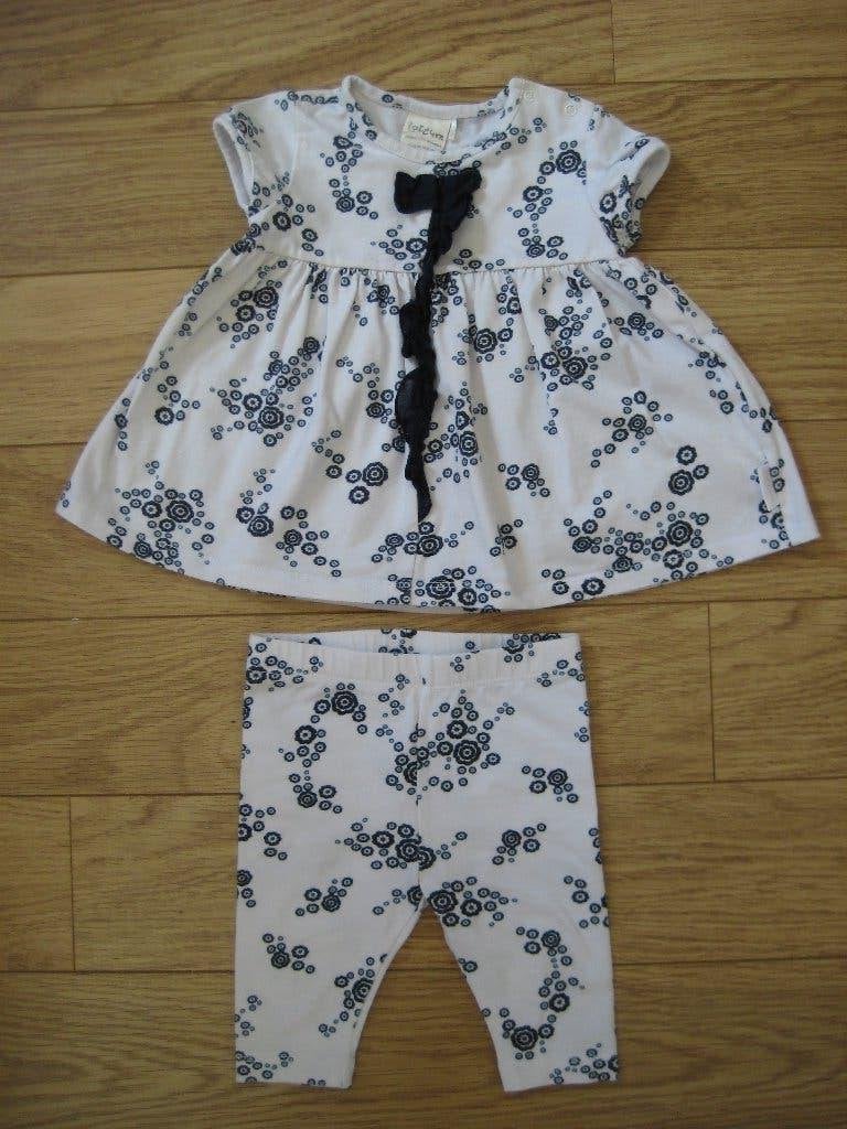 Jottum jurkje+legging maat 50/56 wit met blauwe bloemen, Kinderen en Baby's, Gebruikt, Meisje, Jottum, Ophalen of Verzenden