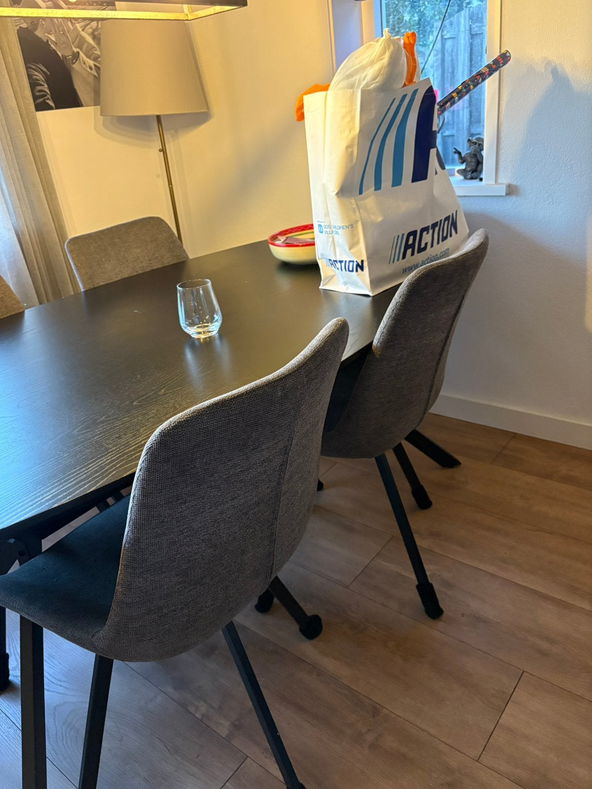 Eetkamerstoel 4x, Huis en Inrichting, Ophalen, Gebruikt, Grijs, Eén