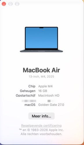 Foto 4 van MacBook Air 13” M4 2025 – 16GB / 256GB – 100% accu