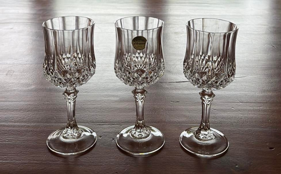 3 Cristal d’Arques Longchamp wijnglazen, Ophalen of Verzenden, Zo goed als nieuw, Overige typen