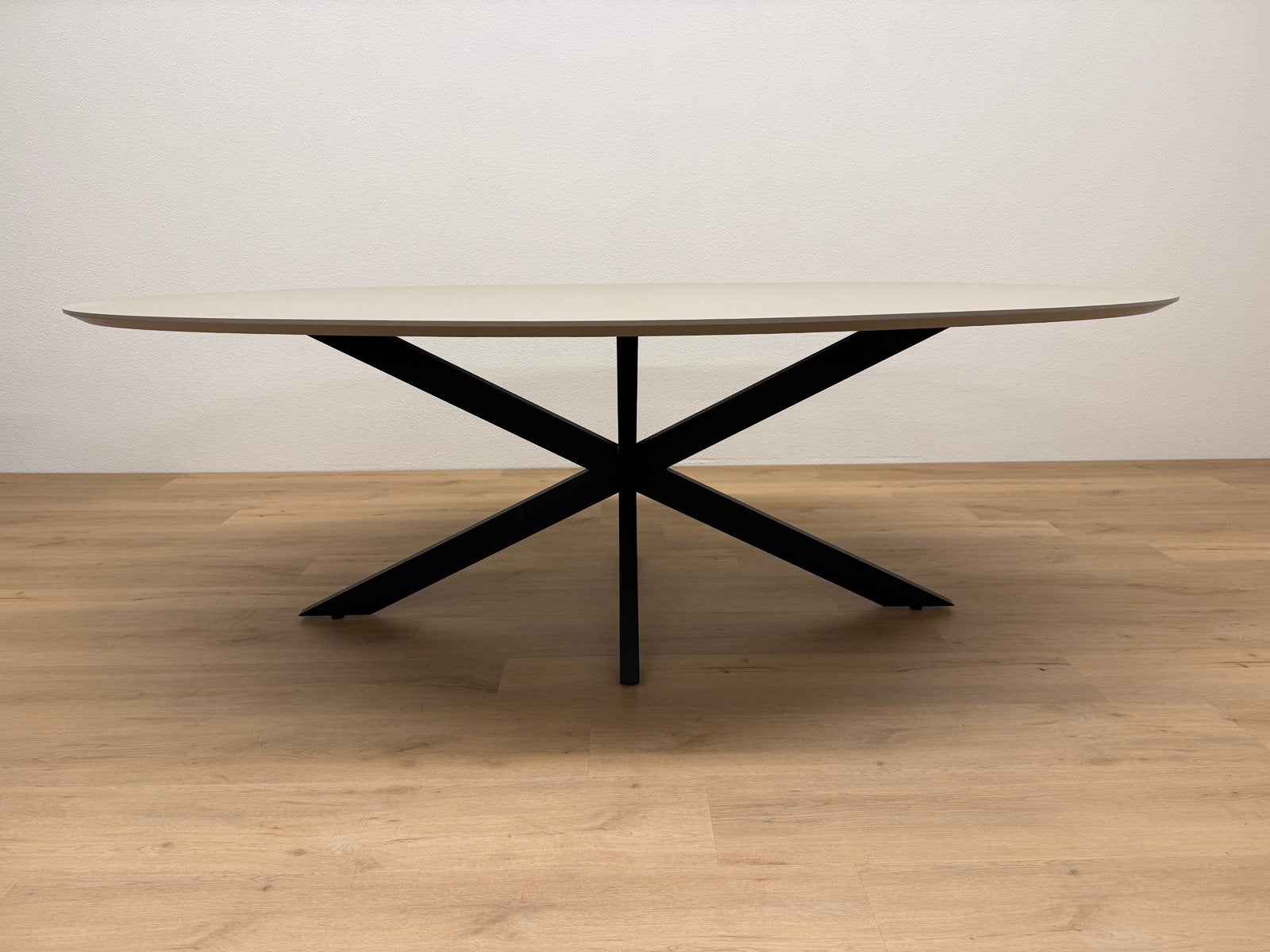 Ovale eettafel 240x120 - Beige HPL - Direct Leverbaar, Huis en Inrichting, 100 tot 150 cm, 200 cm of meer, Ophalen of Verzenden