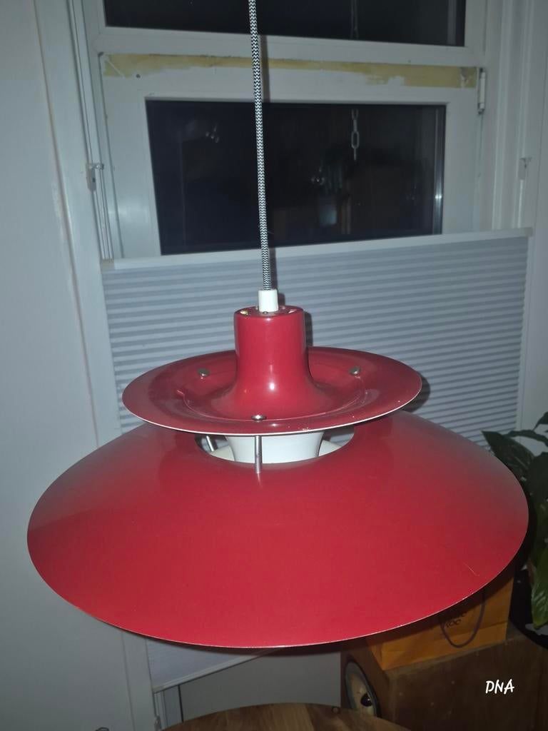 Vintage Louis Poulsen PH 5 Hanglamp - Rood & Licht Mintgroen, Huis en Inrichting, Lampen | Hanglampen, Gebruikt, Vintage, Scandinavisch Design, Mid-century Modern