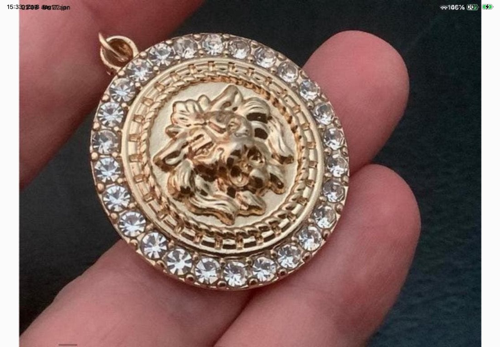 Mooi vintage vergulde meander Kettinghanger met zirkoon, Sieraden, Tassen en Uiterlijk, Overige materialen, Zo goed als nieuw