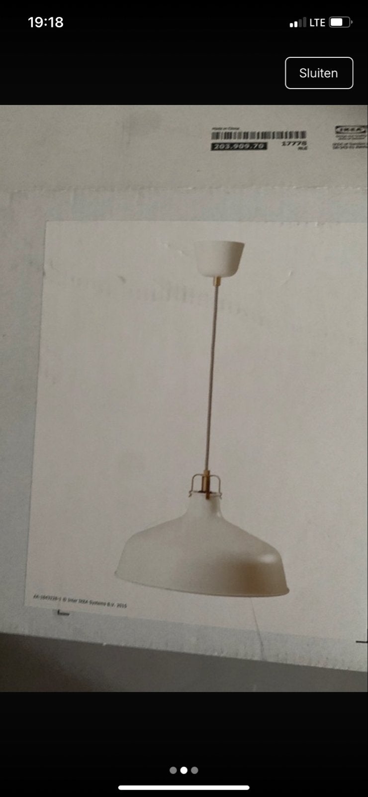 Nieuwe IKEA BRASA Hanglamp - Wit, E27 fitting, Ophalen of Verzenden, Nieuw, Metaal, E27 (groot)