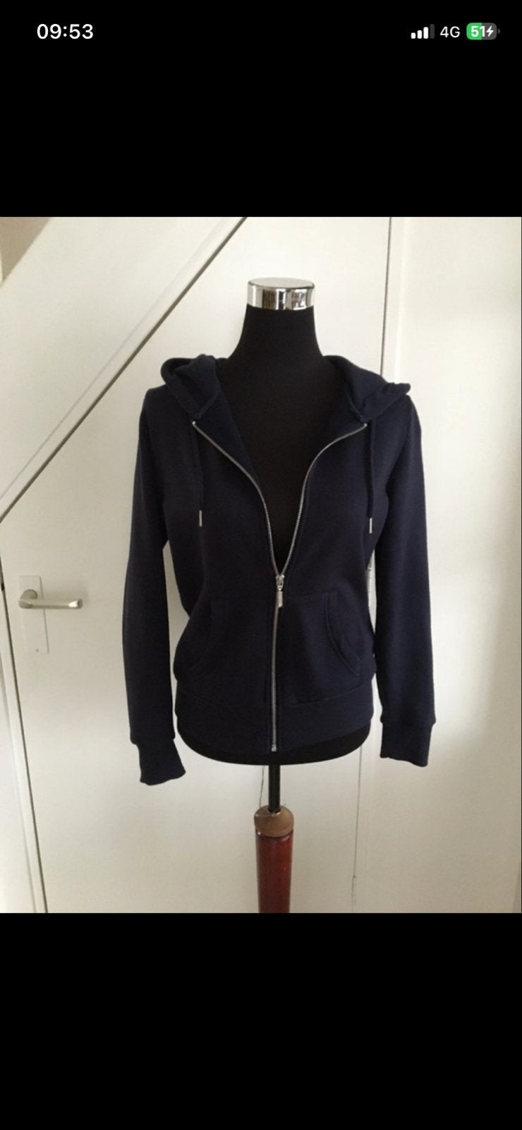 D blauw sweatshirt met capuchon en met  rits - Atmosphere, Kleding | Dames, Ophalen of Verzenden, Gedragen, Maat 38/40 (M), Blauw