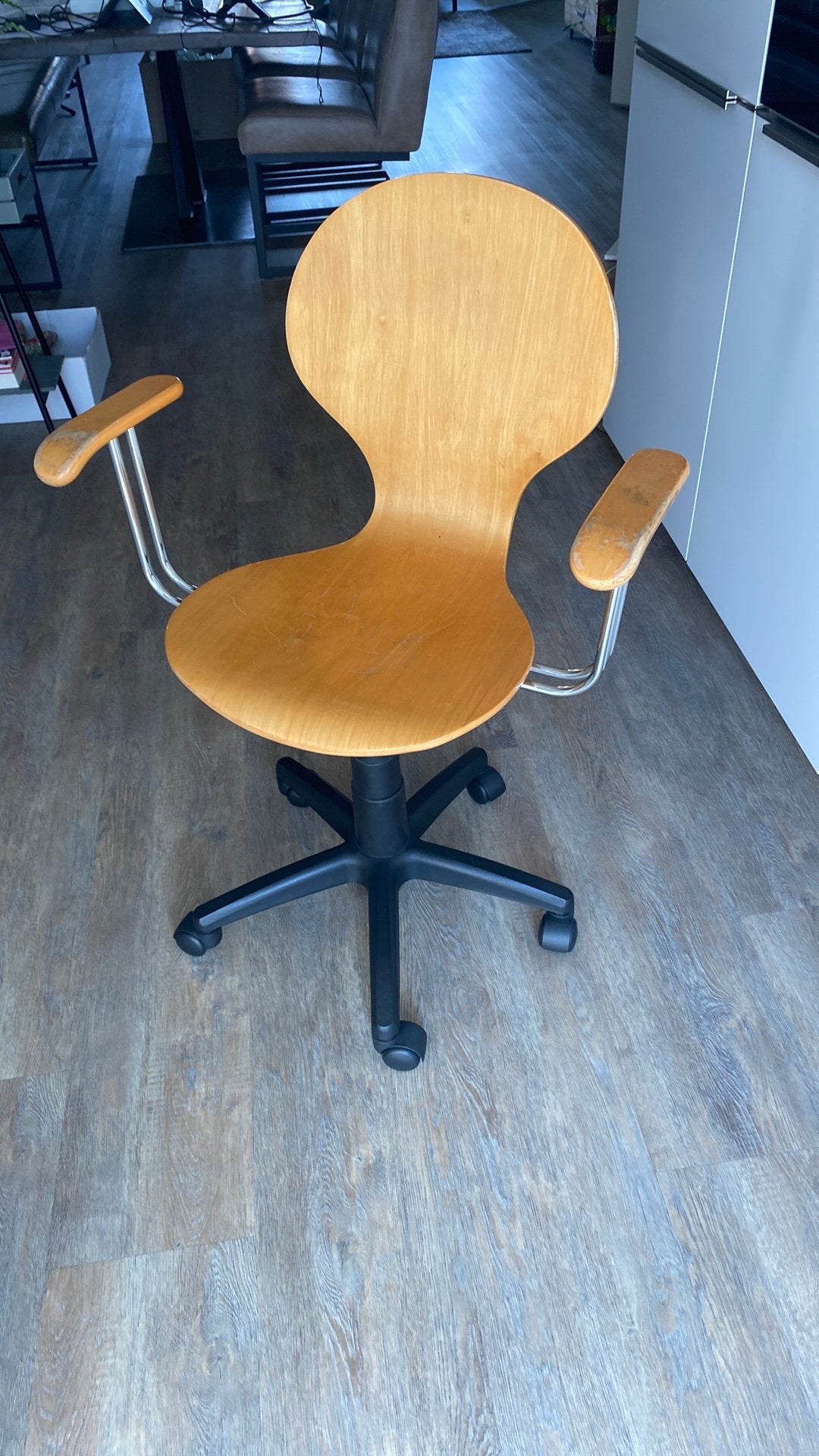 Bureaustoel hout verrijdbaar, Ophalen, Gebruikt, Overige kleuren, Bureaustoel