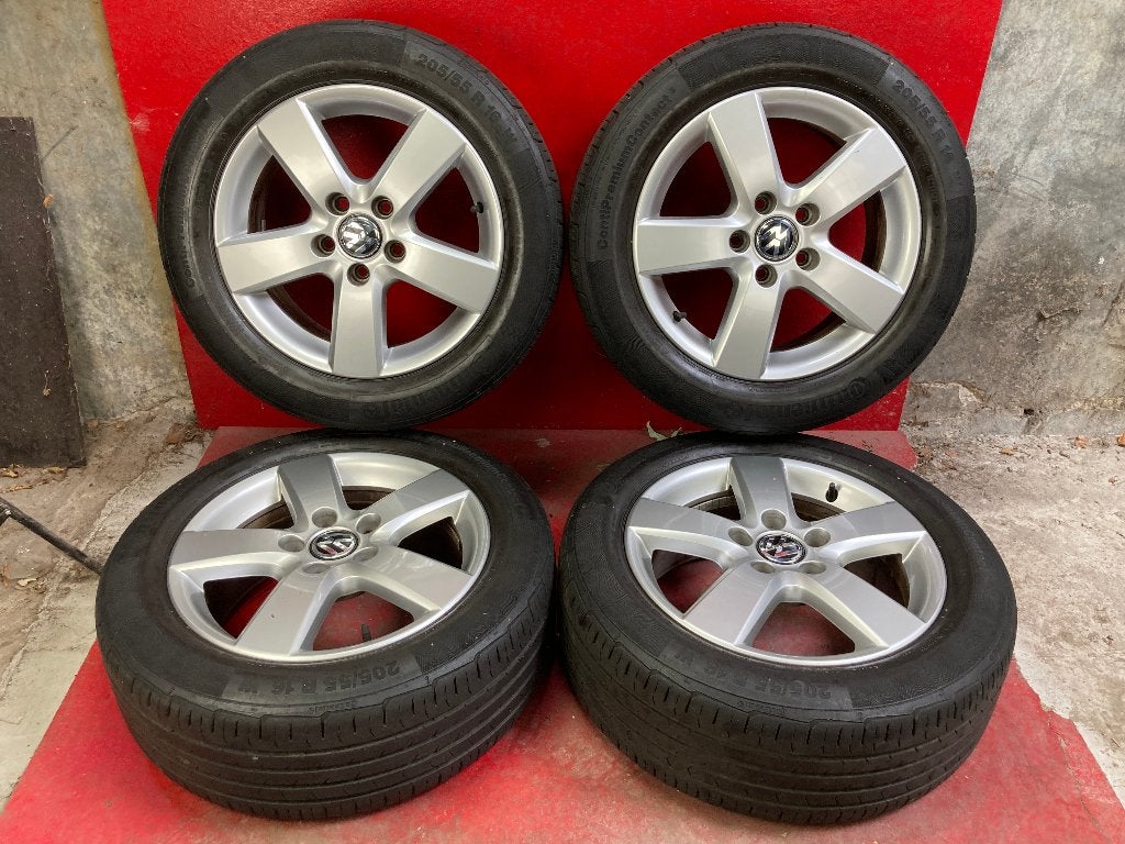 Lichtmetalen velgen Volkswagen Golf 5, 6 205/55R16 Continent, Gebruikt, 16 inch, ., Banden en Velgen