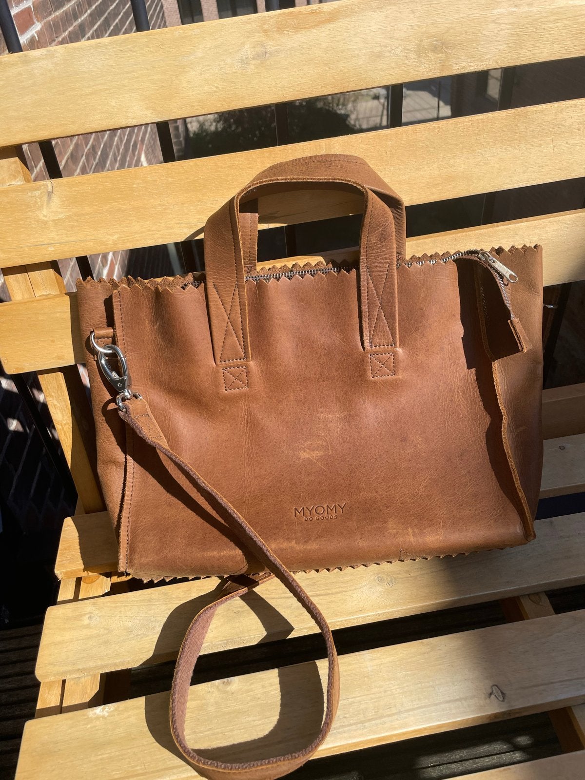 MYOMY ‘Paper bag’ Handtas/Schoudertas Bruin Leer, Ophalen, Zo goed als nieuw, Bruin, Shopper