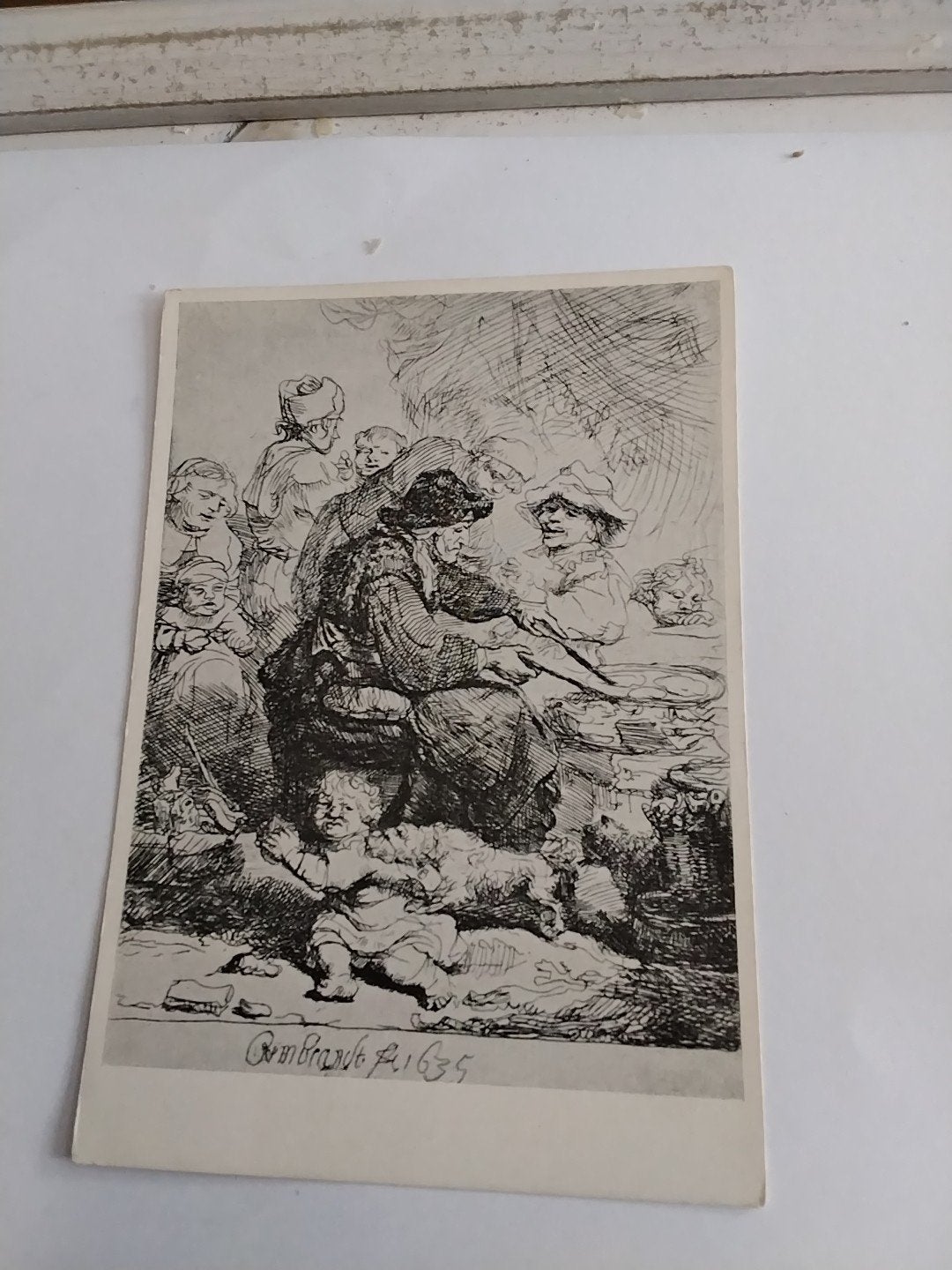 REMBRANDT. HET WIJFJE MET DE BOEKENDE KOECKEN. 1635, Ophalen of Verzenden