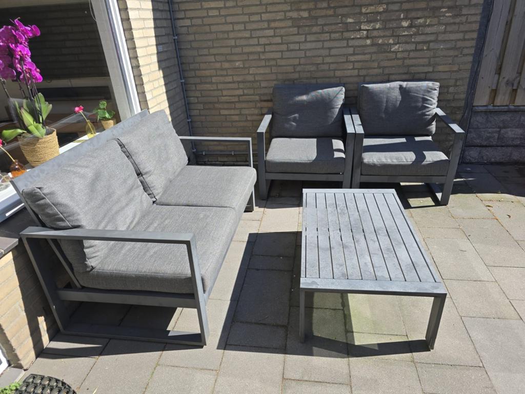 5-delige tuinset met kussens - Intratuin, Tuin en Terras, Tuinsets en Loungesets, Ophalen, 4 zitplaatsen, Gebruikt, Aluminium