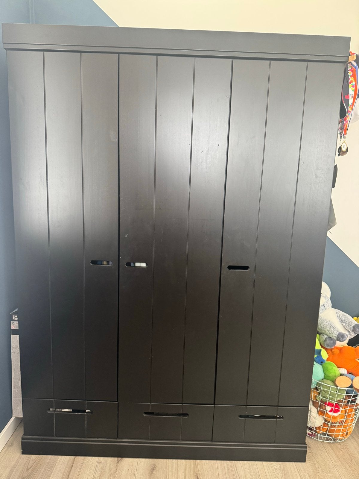 WOOOD Connect Kledingkast zwart, Ophalen, Gebruikt, 100 tot 150 cm, Met lade(s)