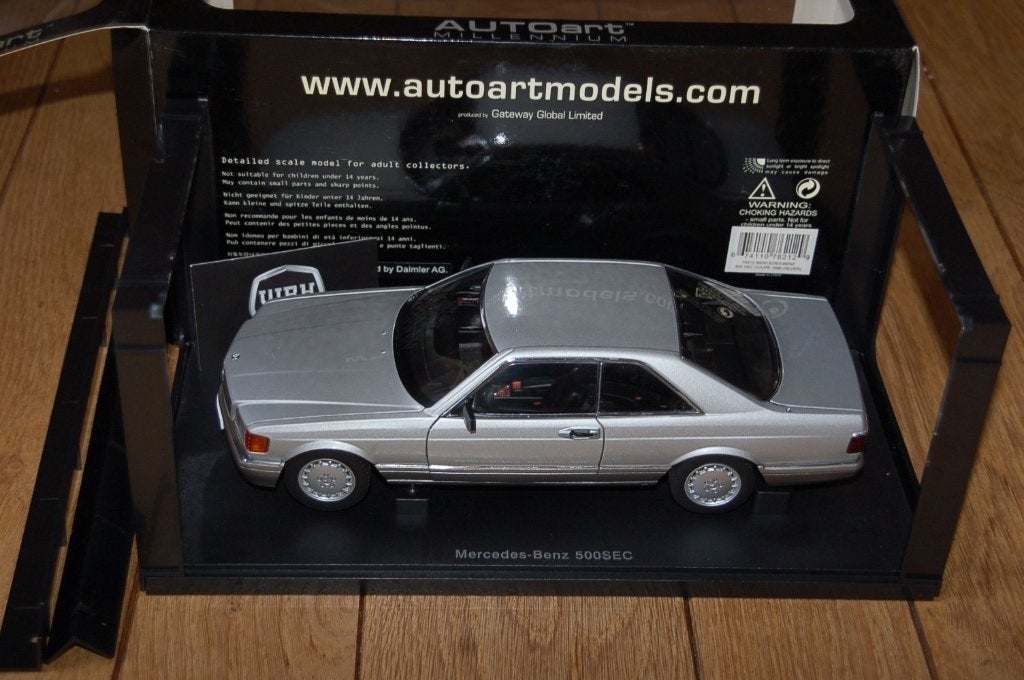 1:18 Mercedes 500 SEC C126 silver Autoart 76212 WRH, Ophalen of Verzenden, Zo goed als nieuw, Auto, Autoart