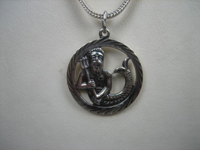 Zilveren Sterrenbeeld Waterman met ketting uit ca.1962, Verzenden, Zo goed als nieuw, Zilver, Overige kleuren