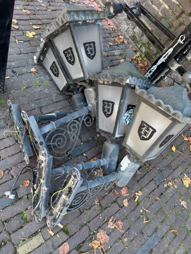 5 stuks Hertog Jan buitenlamp, Ophalen, Gebruikt, Reclamebord