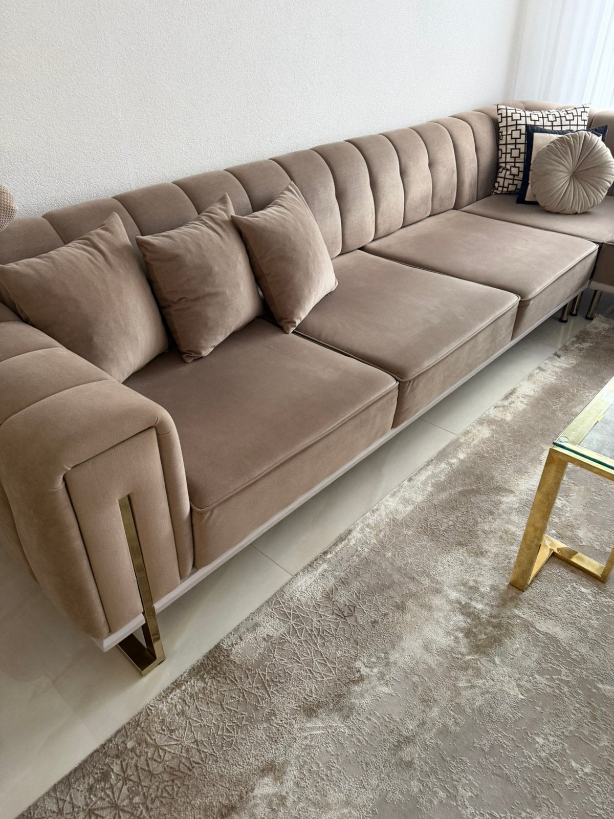 Hoekbankstel kleur taupe te koop, Ophalen, Zo goed als nieuw