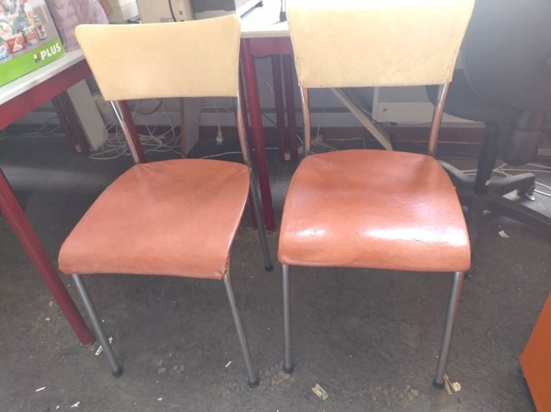 4 stoelen vintage skai bekleding, Ophalen, Gebruikt, Vintage, Vier
