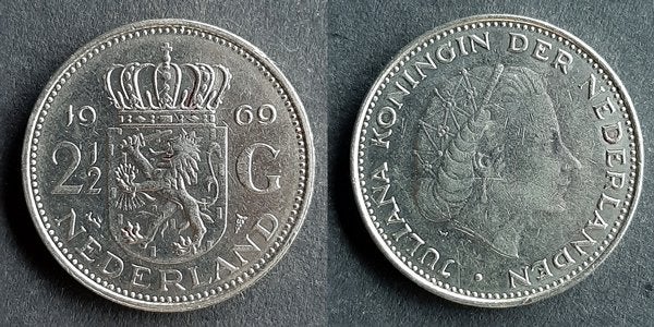 Rijksdaalder 1969  Vis, Verzenden, Koningin Juliana, 2½ gulden