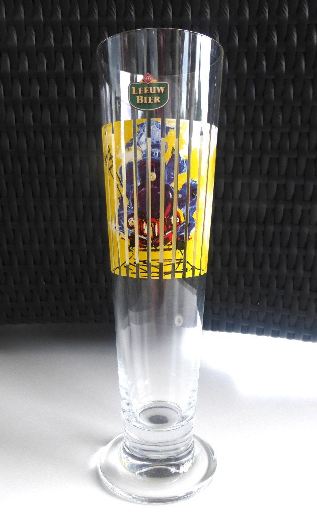 Leeuw Bier Glas Handgeschilderde door Con Tonnaer, Ophalen of Verzenden, Zo goed als nieuw, Glas of Glazen, Overige merken