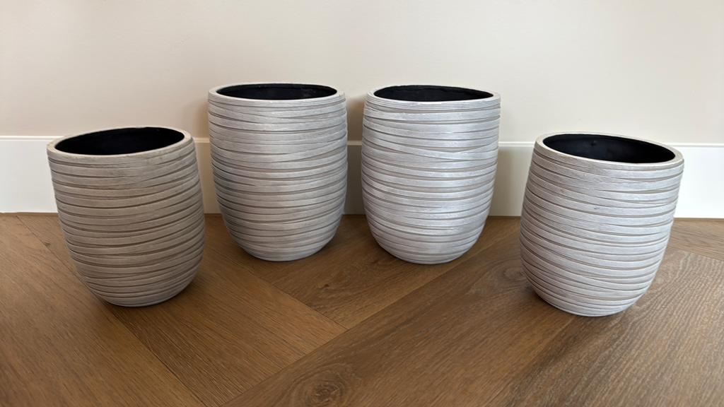 Capi bloempotten set - 2x 18cm en 2x 22cm hoog, Tuin en Terras, Bloempotten, Ophalen, Kunststof, Gebruikt, Rond