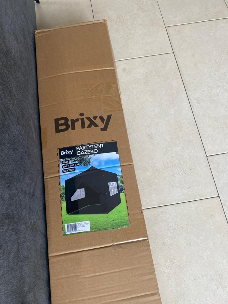 Brixy Partytent Gazebo Zwart 300x300 cm met zijwanden nieuw, Tuin en Terras, Partytent, Minder dan 4 meter, Nieuw, 2 meter of meer