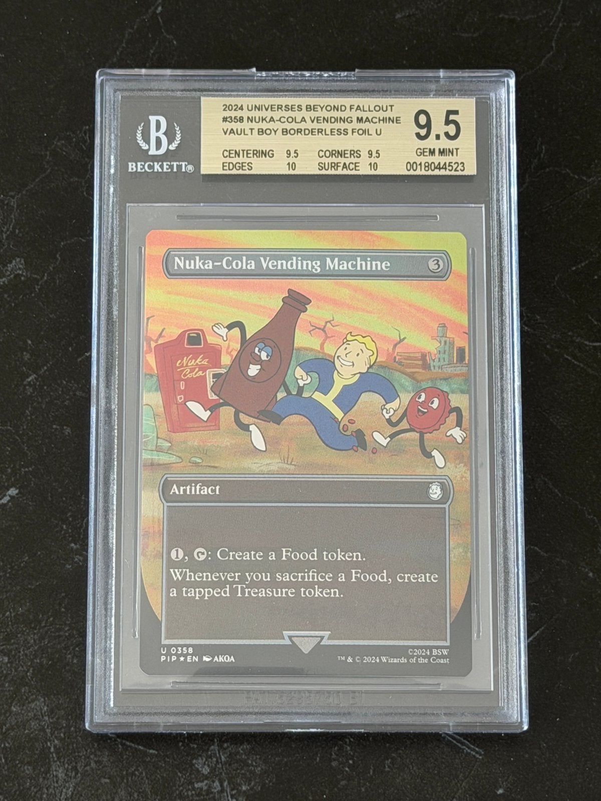 Nuka-Cola Vending Machine Fallout MTG Beckett 9.5 GEM MINT, Ophalen of Verzenden, Zo goed als nieuw, Losse kaart, Foil