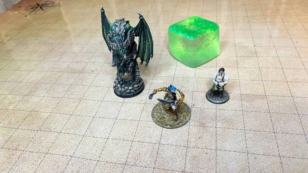 D&D miniaturen lot - Green Dragon, Gelatinous Cube + 2, Ophalen of Verzenden, Gebruikt, Warhammer