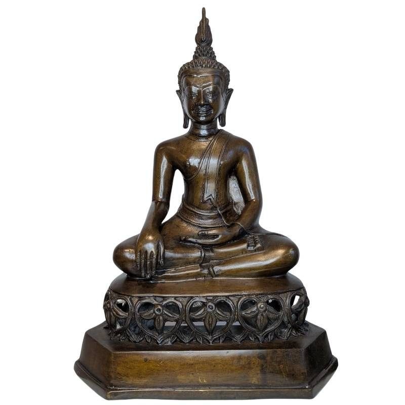 Antieke Thaise bronzen Boeddha – Bhumisparsha mudra – 119