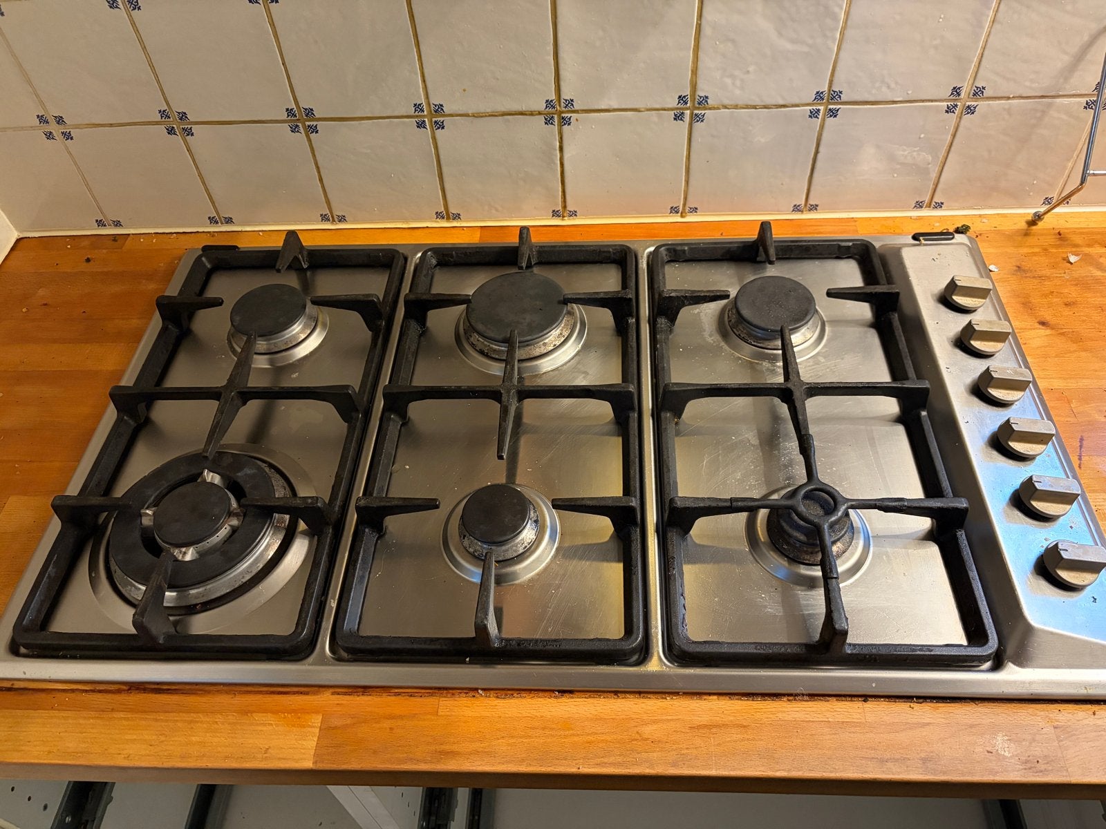 M-System MGK 901 IX Inbouw Gasfornuis - 6 pitten, Ophalen, Gebruikt, Minder dan 85 cm, 60 cm of meer