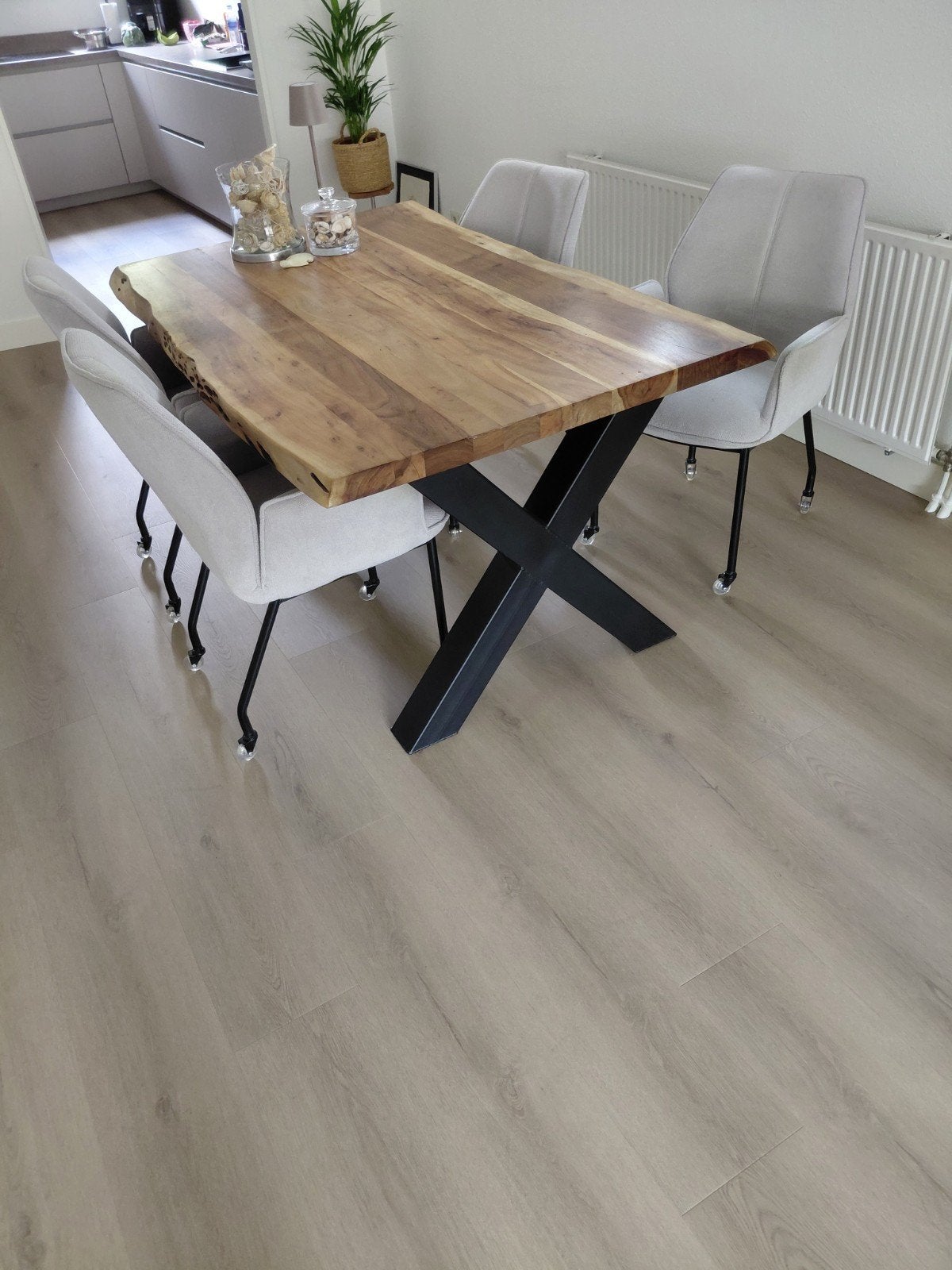 eettafel boomstam massief met 4 stoelen, Ophalen, Rechthoekig, 200 cm of meer, 50 tot 100 cm