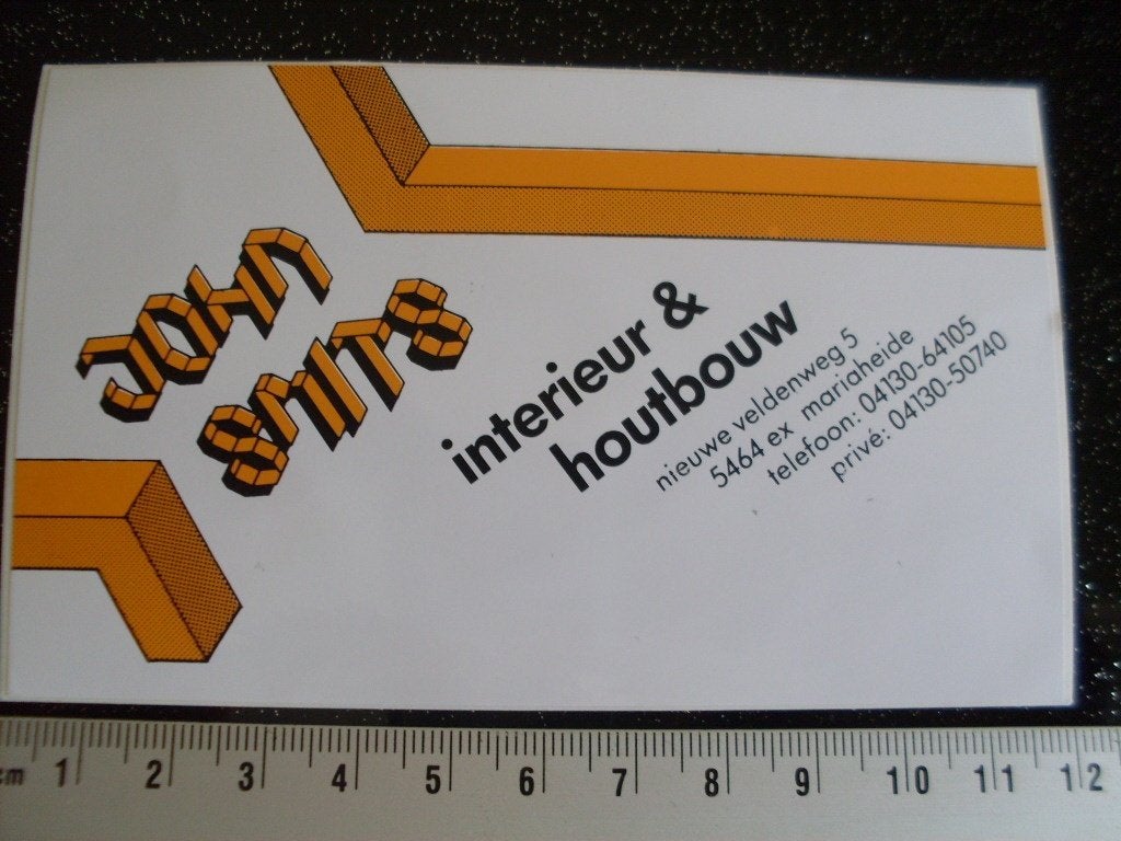 sticker John Smits interieur & houtbouw mariaheide logo, Verzenden, Zo goed als nieuw, Bedrijf of Vereniging