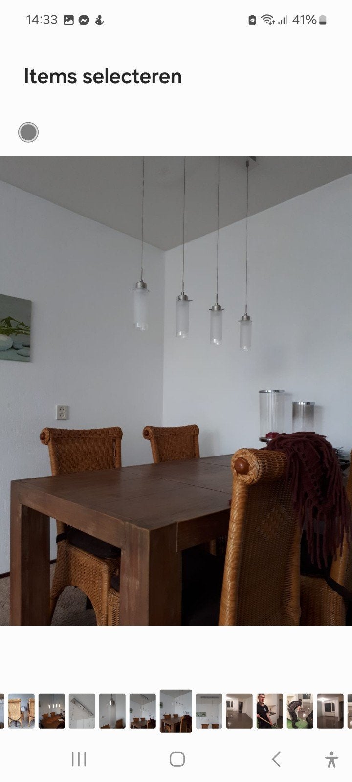 Set van 4 moderne hanglampen voor eettafel, Ophalen, Overige fittingen, Zo goed als nieuw, Glas