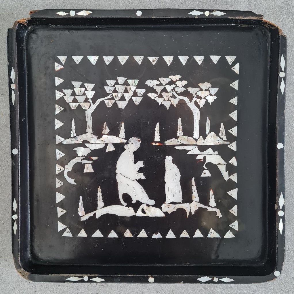 Japans dienblad ingelegd met parelmoer (ca. 1950), Ophalen of Verzenden