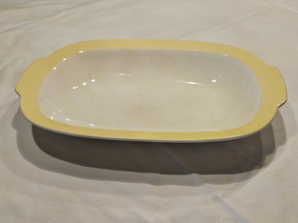 Vintage Ovenschaal Geel/Wit Keramiek, Ophalen of Verzenden