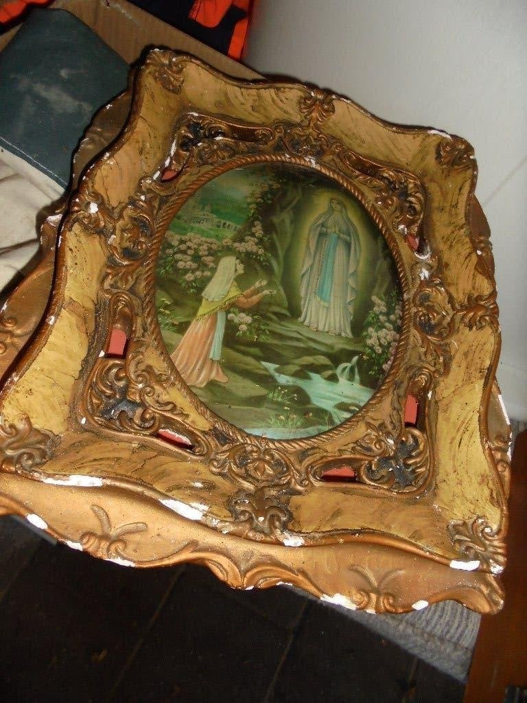 kerst schilderij  plus vintage Maria beeld, Ophalen, Gebruikt