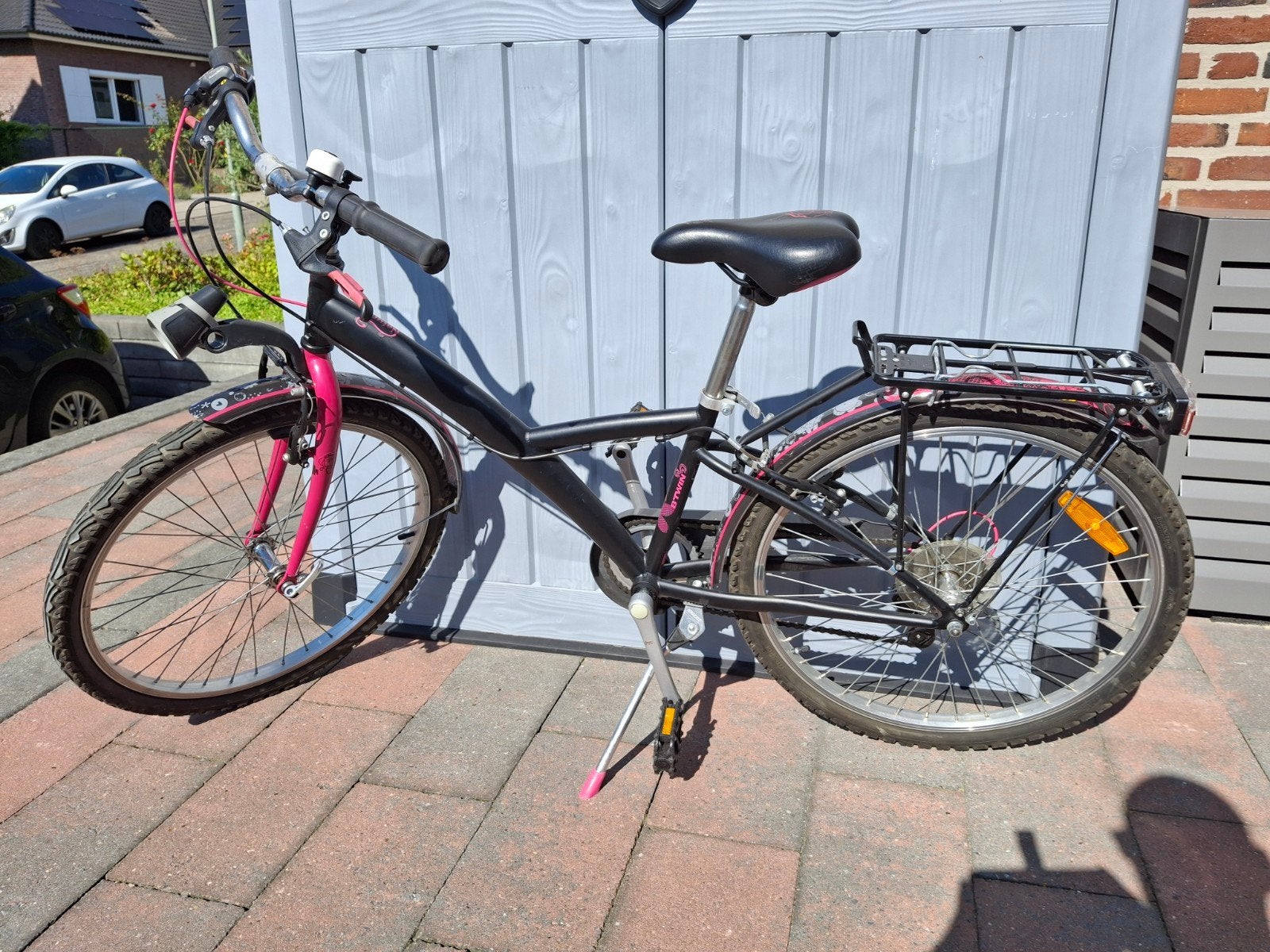 Kinderfiets 24 inch - Zwart/Roze met versnellingen, Ophalen, Versnellingen, Gebruikt, 24 inch
