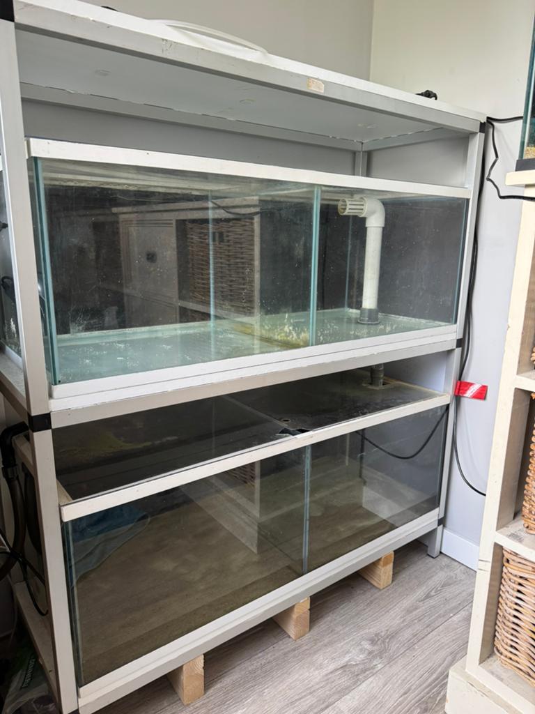 Aquarium kweekstelling 2x 125L in Sterk Frame, Dieren en Toebehoren, Vissen | Aquaria en Toebehoren, Ophalen, Inclusief deksel