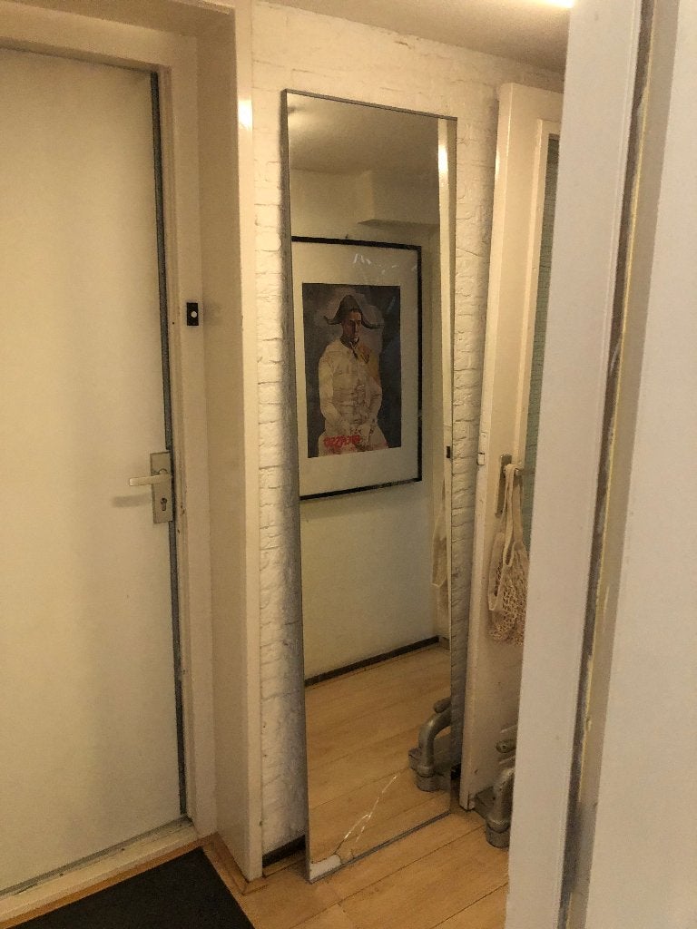 Gratis Grote Spiegel met breuk onder, Huis en Inrichting, Woonaccessoires | Spiegels, Ophalen, Zo goed als nieuw, Rechthoekig