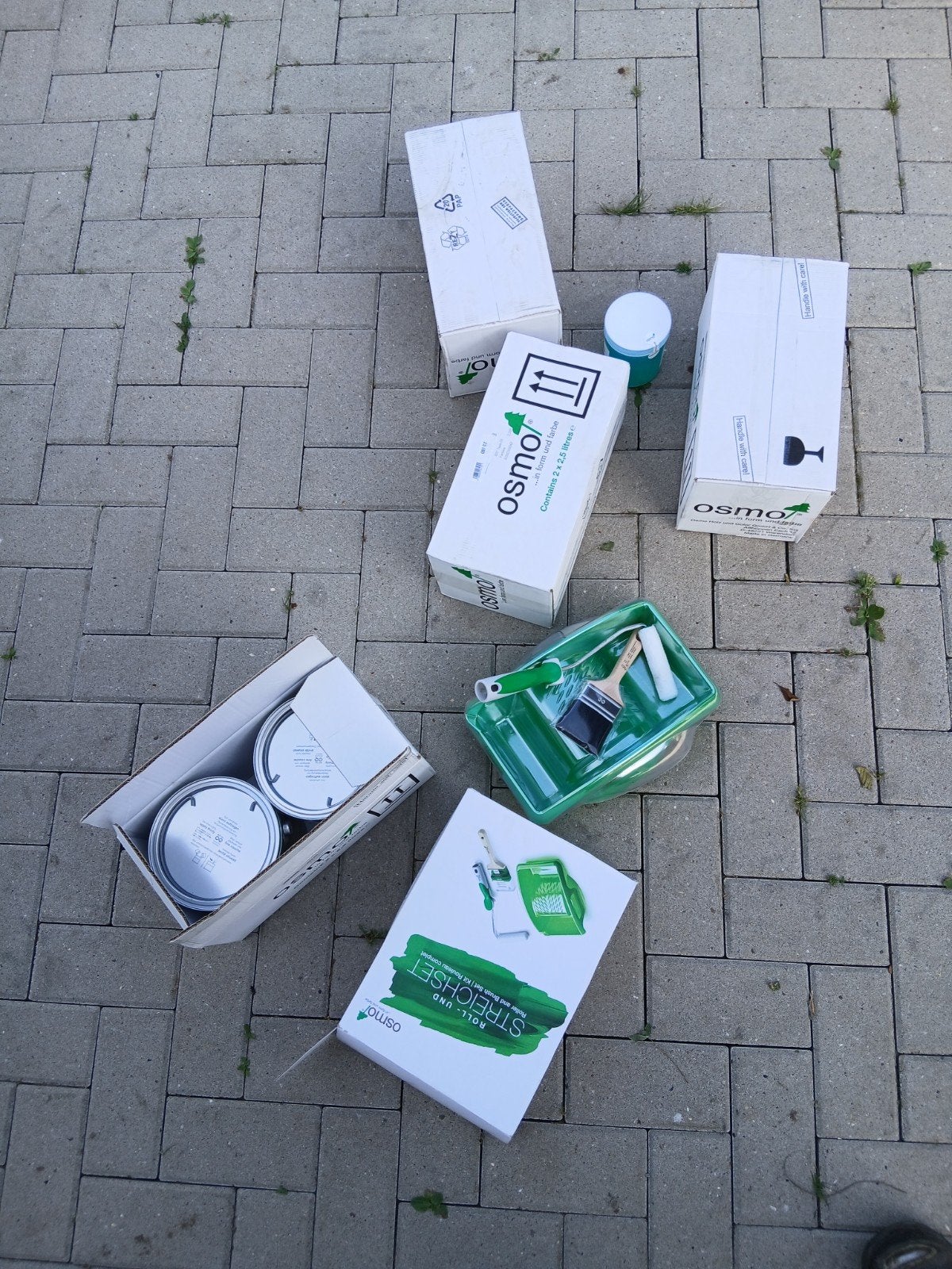Osmo Teak-Olie Farblos 2x2,5L + Schilderset, Doe-het-zelf en Verbouw, Verf, Beits en Lak, Overige kleuren, Nieuw, Beits, Ophalen of Verzenden