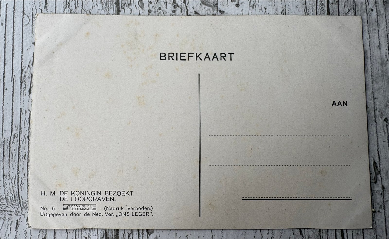 Ansichtkaart: H.M. De Koningin Bezoekt De Loopgrave, Verzamelen, Ophalen of Verzenden, Voor 1920, Ongelopen