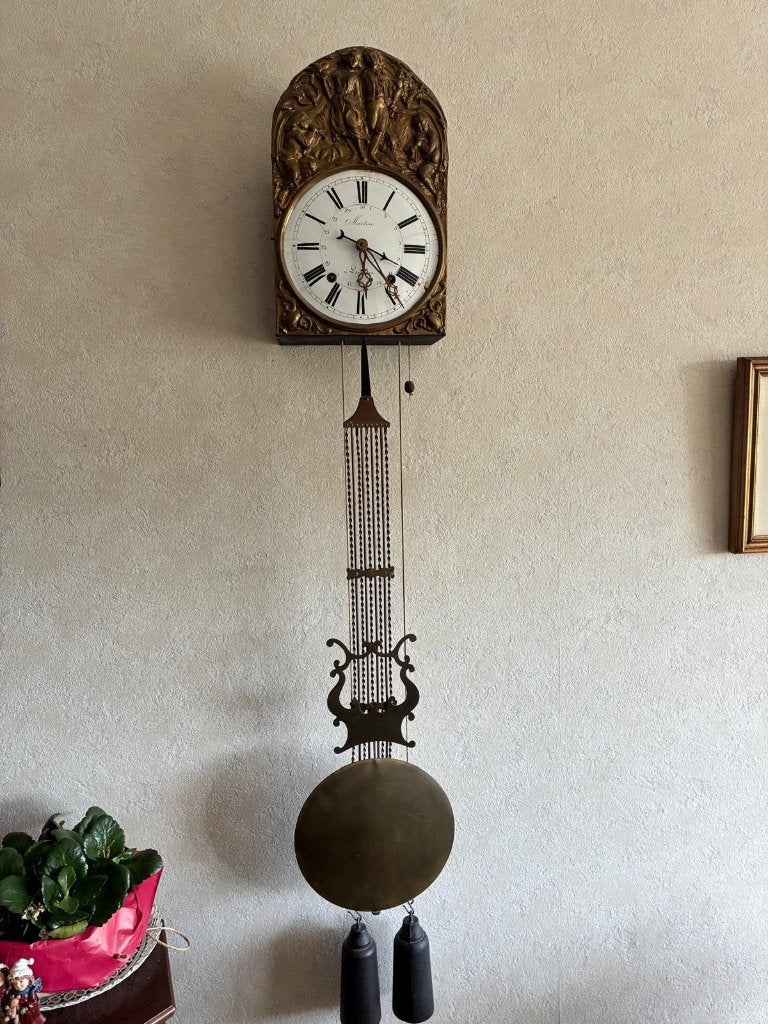 Comtoise klok Victoriaanse stijl - Gietijzer - 1800 1810, Antiek en Kunst, Ophalen of Verzenden