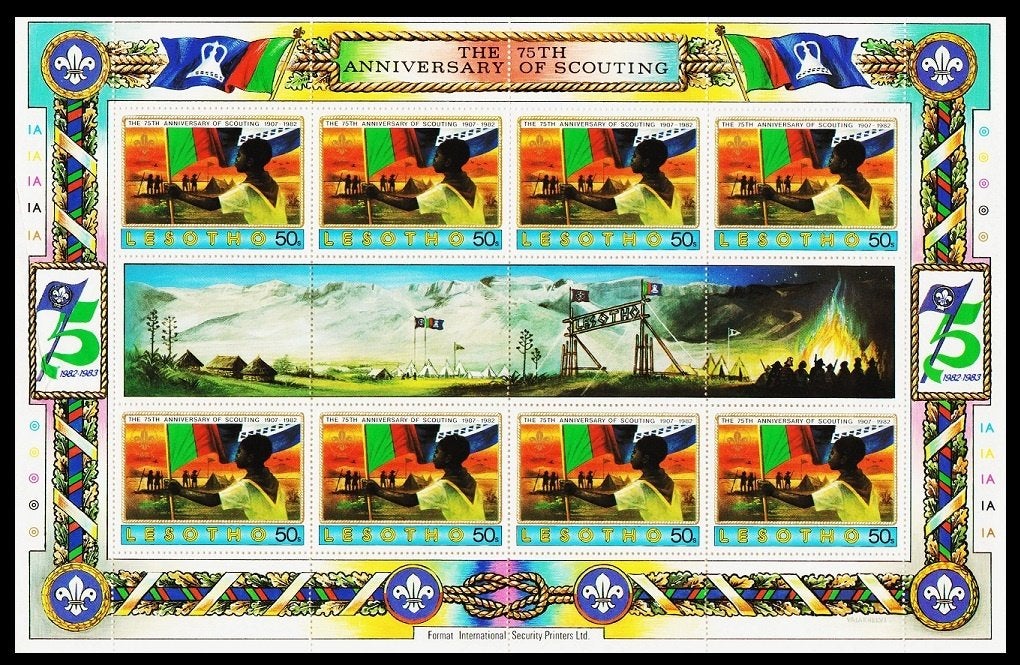 Groot blok Lesotho 1982, Padvinderij, postfris., Ophalen of Verzenden, Postfris, Overige thema's