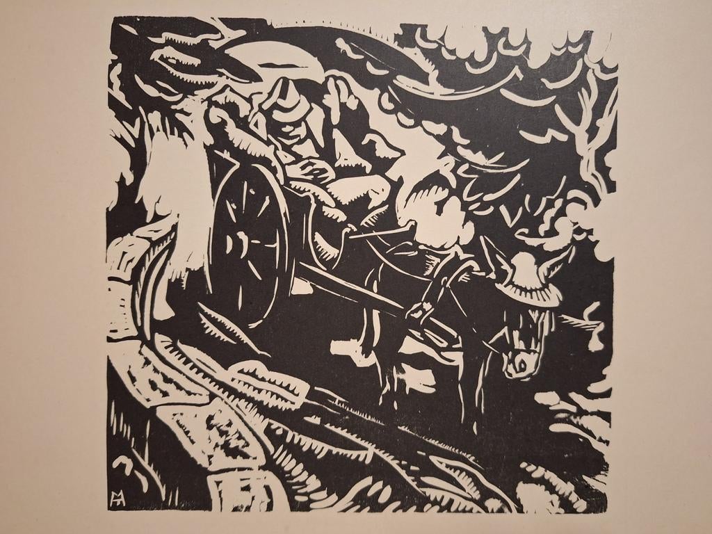 Houtsnede van Harmen Meurs - Abstracte compositie, Ophalen of Verzenden