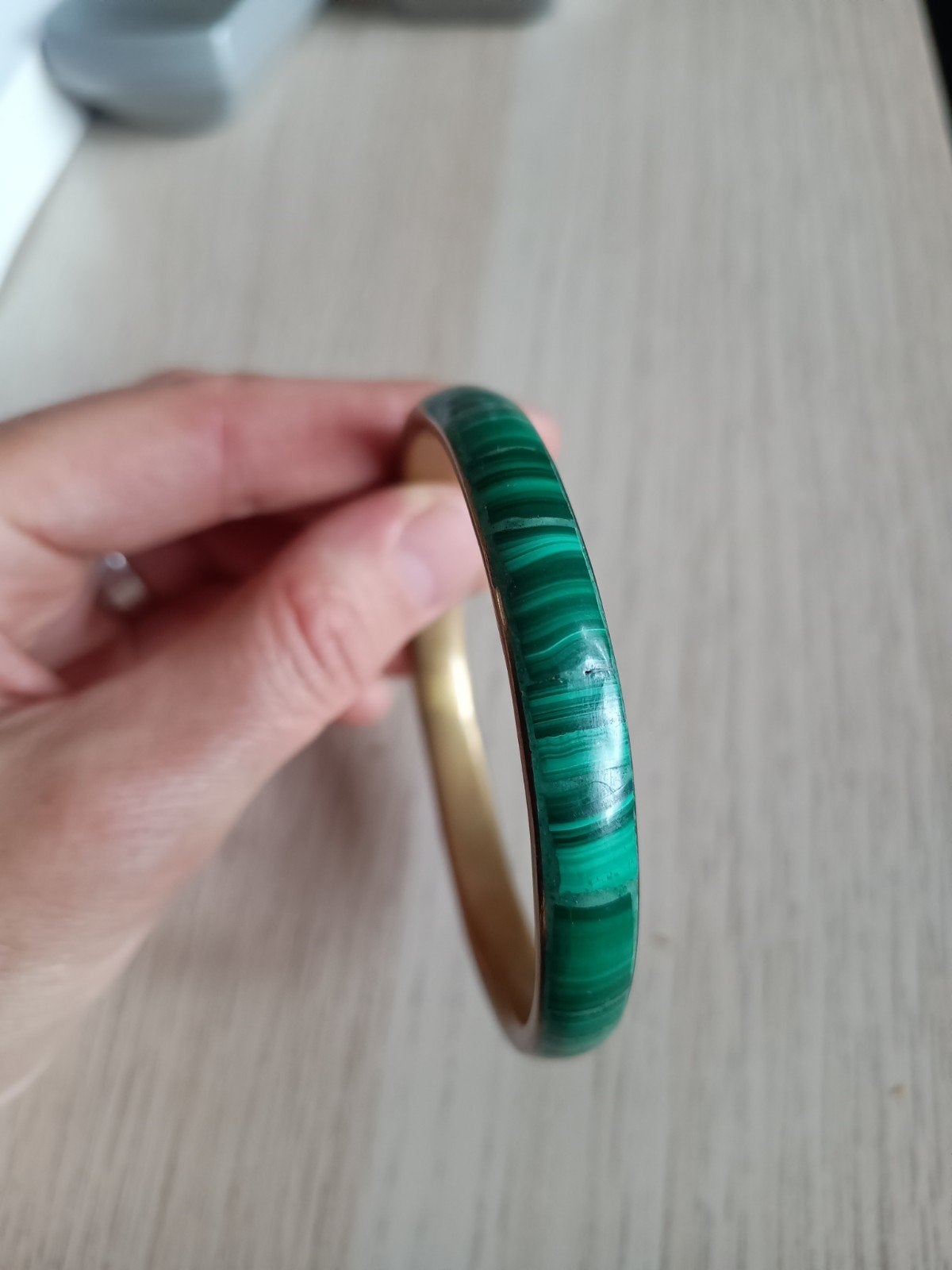 Armband malachiet, Staal, Ophalen of Verzenden, Zo goed als nieuw, Met edelsteen