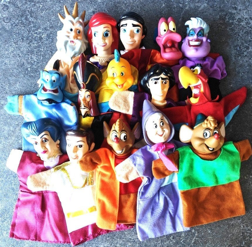 Disney poppenkastpoppen, handpoppen - 15 stuks, Ophalen of Verzenden, Zo goed als nieuw, Overige typen
