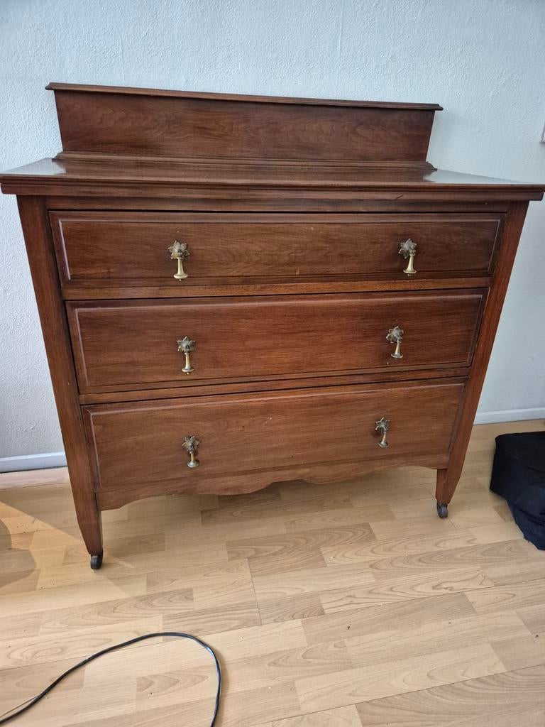 Antieke ladekast met 3 laden, Huis en Inrichting, Gebruikt, 100 tot 150 cm, Klassiek, Antiek, Ophalen of Verzenden