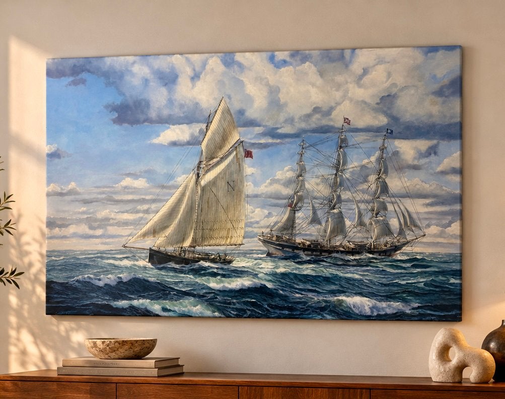 XXL maritiem schilderij Jan de Quelery – print op canvas, Huis en Inrichting, Ophalen, Zo goed als nieuw
