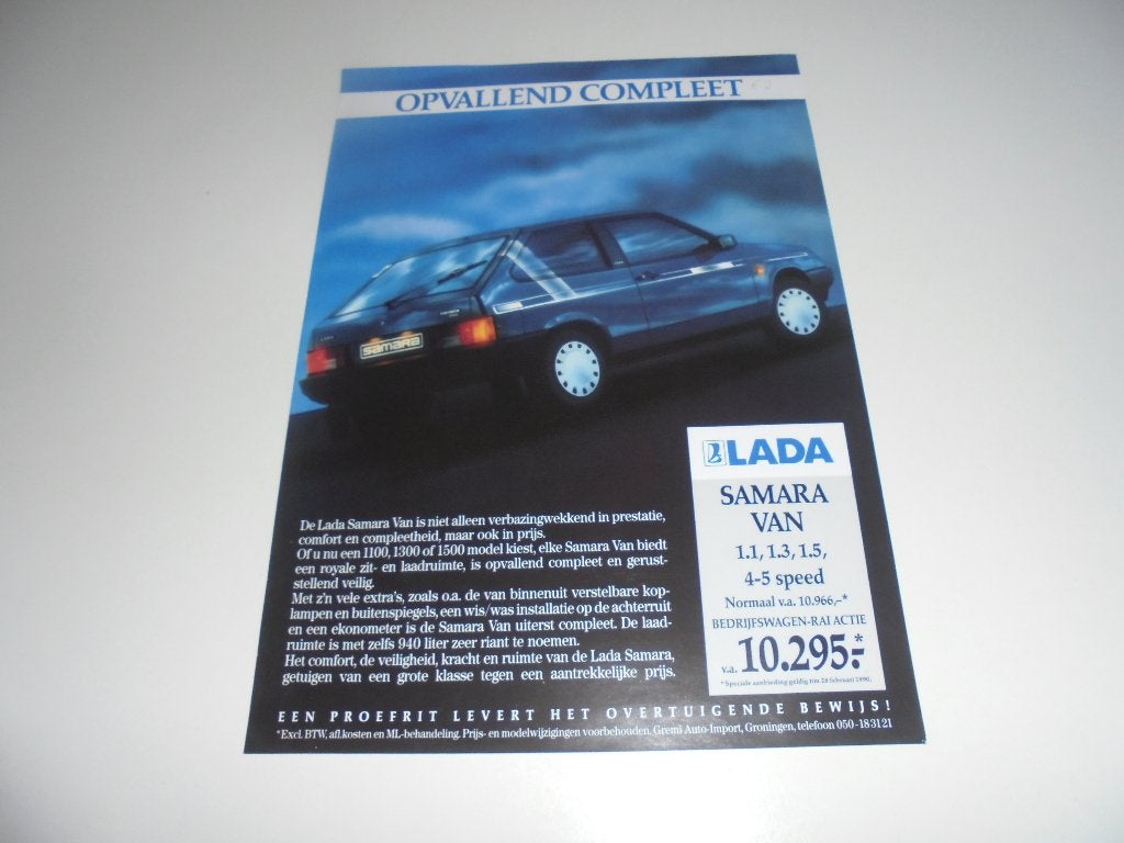 leaflet Lada bedrijfswagens  1990, Ophalen of Verzenden, Nieuw, Overige merken