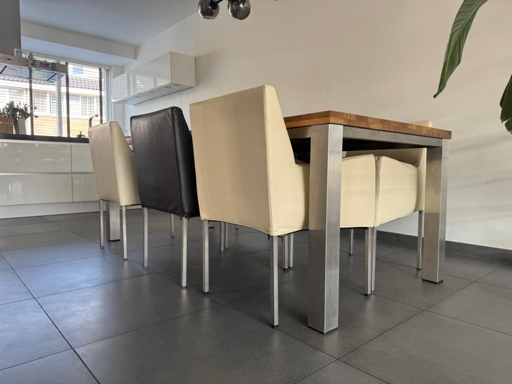 Set van 6 Luxe Lederen Nomada eetkamerstoelen, Ophalen, Gebruikt, Overige kleuren, Leer